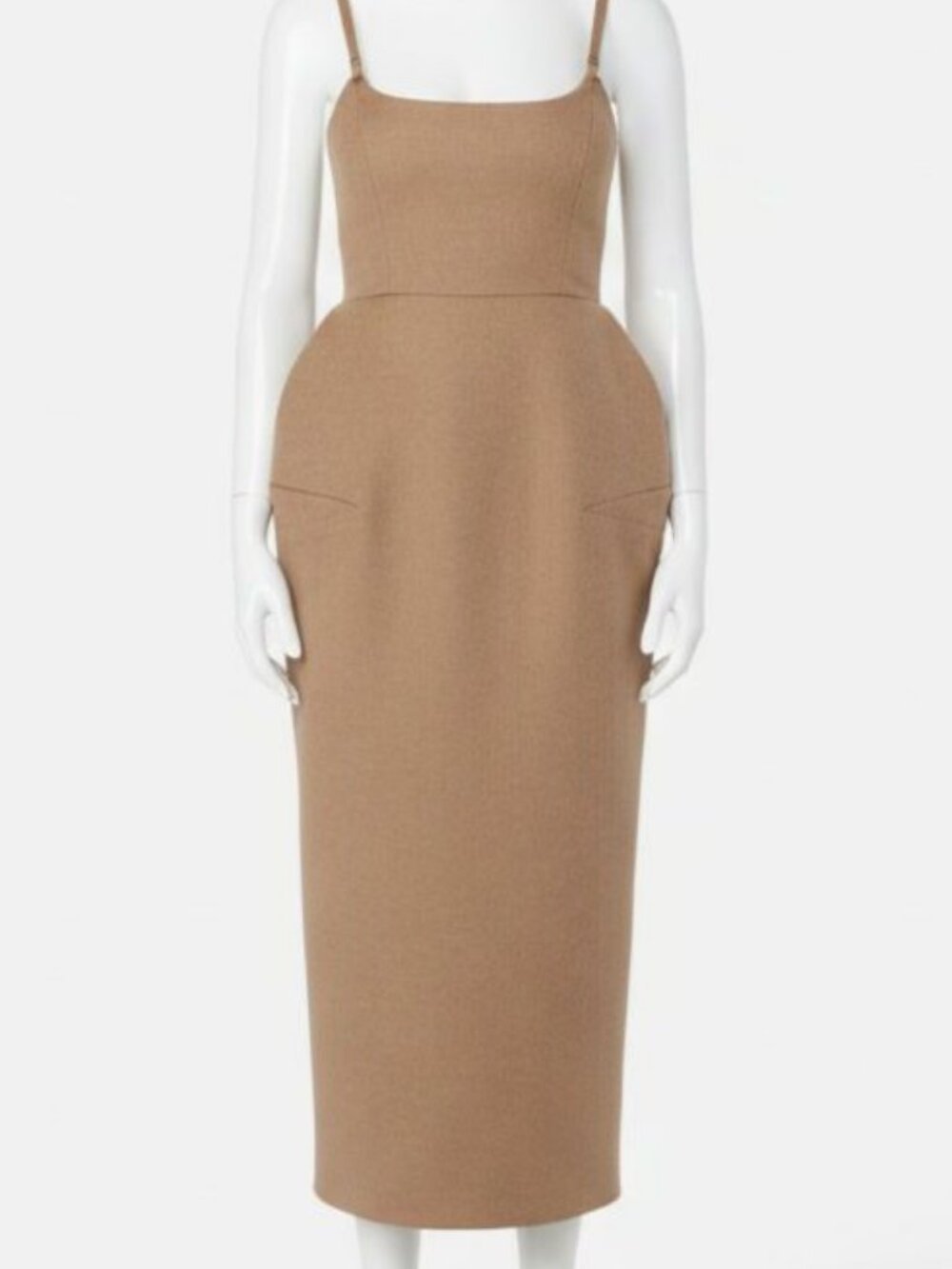 Max Mara Womens' Brown Camel Wool MIDI Dress Size 6